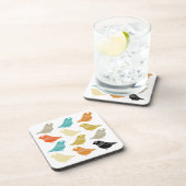 vogelretro Abstract kleurrijk Bier Onderzetter (Rechterzijde)