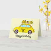  vogelretro-fiat 500 kaart (Gele Bloem)