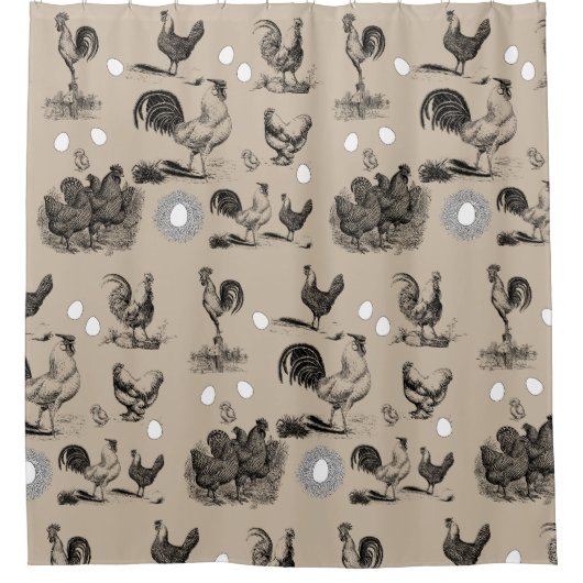  vogelrooster Eipatroon Douchegordijn (Voorkant)