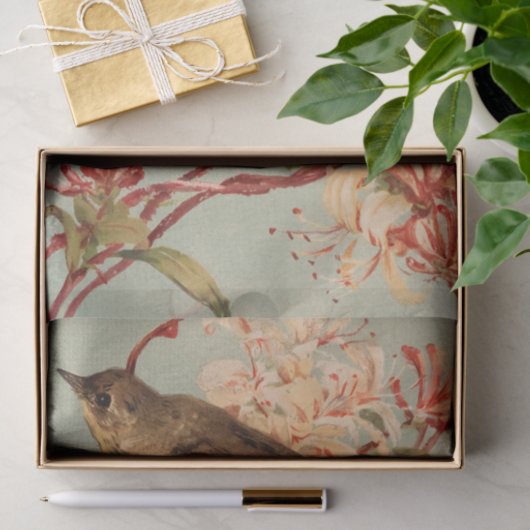  vogelroze bloemen bloemen tissuepapier (Geschenk)