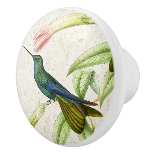 Vogelroze bloemen Diermeeuw/Knop Keramische Knop (Rechts)