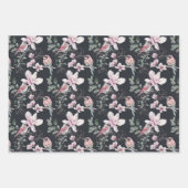 Vogelroze bloemen Waterverf Botanisch Patroon Inpakpapier Vel (Voorkant)