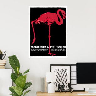 vogelroze flamingo in de Duitse dierentuin Münche Poster