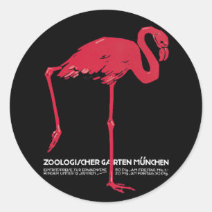  vogelroze flamingo in de Duitse dierentuin Münche Ronde Sticker