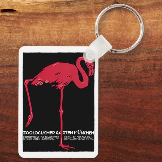 vogelroze flamingo in de Duitse dierentuin Münche Sleutelhanger (Achterkant)