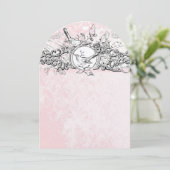  vogelroze muzikaal huwelijk kaart (Staand voorkant)