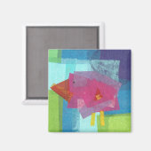 vogelroze op blauw magneet (Voorkant / Achterkant)