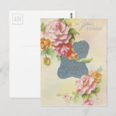 vogelroze rozen briefkaart (Voorkant / Achterkant)