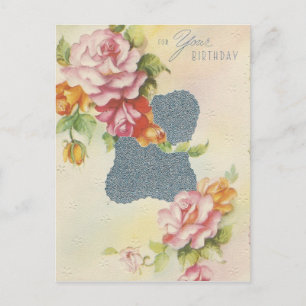  vogelroze rozen briefkaart