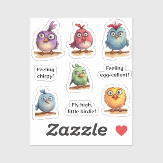 Vogels 1 grillig en schattig sticker (Vel)