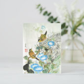 vogels aan de muur briefkaart (Staand voorkant)
