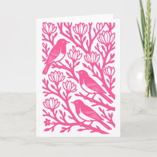 Vogels aan een boom kaart (Voorkant)
