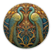 Vogels Antiek Art Nouveau Geïnspireerd Natuur Deco Keramische Knop (Voorkant)