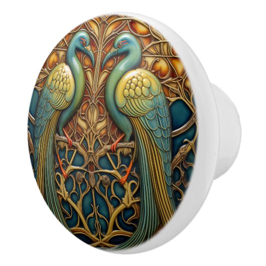Vogels Antiek Art Nouveau Geïnspireerd Natuur Deco Keramische Knop (Rechts)