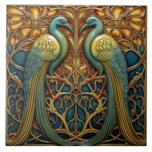 Vogels Antiek Art Nouveau Geïnspireerd Natuur Deco Tegeltje