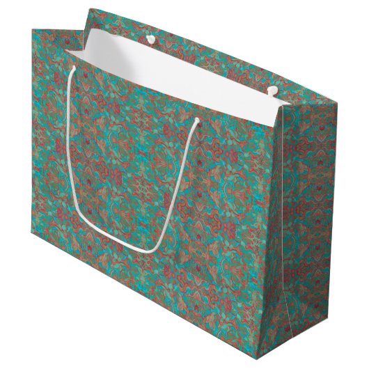 Vogels Arabesque Bohemian Boho Turquoise Red Green Groot Cadeauzakje (Voorkant Gekanteld)