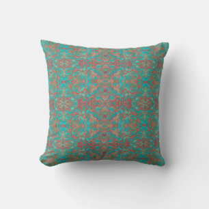 Vogels Arabesque Bohemian Boho Turquoise Red Green Kussen