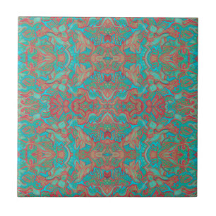 Vogels Arabesque Bohemian Boho Turquoise Red Green Tegeltje