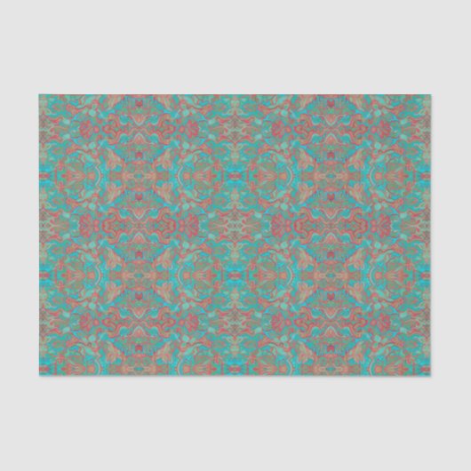 Vogels Arabesque Bohemian Boho Turquoise Red Green Tissuepapier (Voorkant)