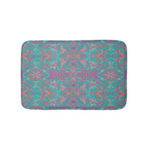 Vogels Arabesque Bohemian Pattern Turquoise Pink Badmat