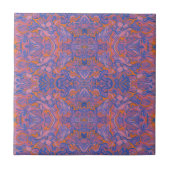 Vogels Arabesque Bohemian Pink Blue Oranje Pattern Tegeltje (Voorkant)