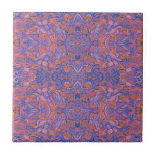 Vogels Arabesque Bohemian Pink Blue Oranje Pattern Tegeltje