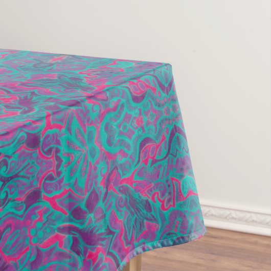 Vogels Arabesque Bohemian Turquoise Paarse Fuchsia Tafelkleed (Voorbeeld)