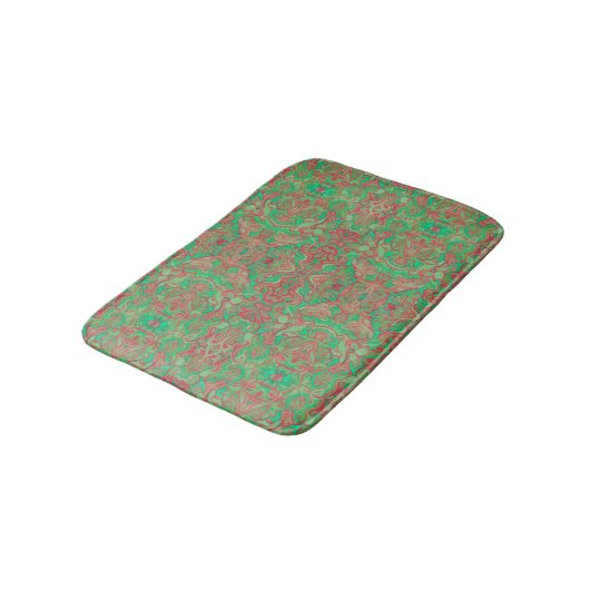 Vogels Arabesque Oriental Bohemian Boho Red Green Badmat (Gekanteld)