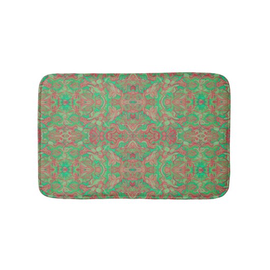 Vogels Arabesque Oriental Bohemian Boho Red Green Badmat (Voorkant)