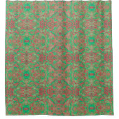Vogels Arabesque Oriental Bohemian Boho Red Green Douchegordijn (Voorkant)