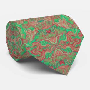 Vogels Arabesque Oriental Bohemian Boho Red Green Stropdas