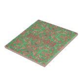 Vogels Arabesque Oriental Bohemian Boho Red Green Tegeltje (Zijkant)