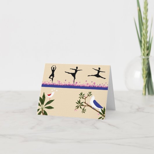 Vogels & Ballet Note Kaart (Voorkant)