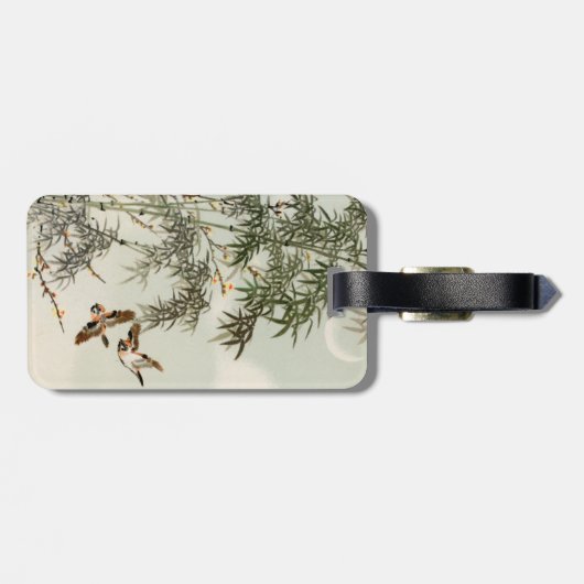 Vogels Bamboe Aziatisch Japans Bagagelabel (Achterkant horizontaal)
