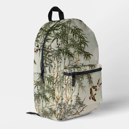 Vogels Bamboe Aziatisch Japans Bedrukte Rugzak (Achterkant Hoek Links)