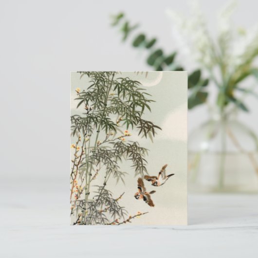 Vogels Bamboe Aziatisch Japans Briefkaart (Staand voorkant)