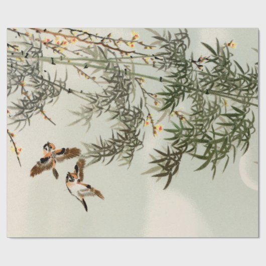 Vogels Bamboe Aziatisch Japans  Cadeaupapier (Vlak)