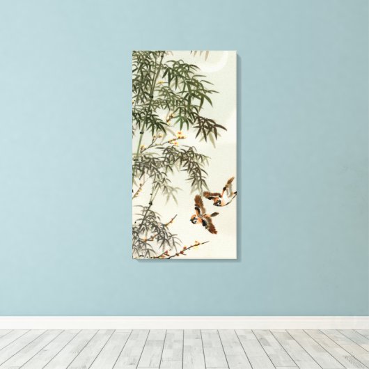 Vogels Bamboe Aziatisch Japans  Canvas Afdruk (Insitu (Houten vloer))