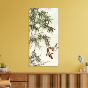 Vogels Bamboe Aziatisch Japans  Canvas Afdruk