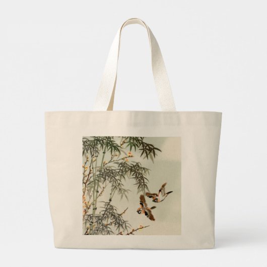 Vogels Bamboe Aziatisch Japans Grote Tote Bag (Achterkant)