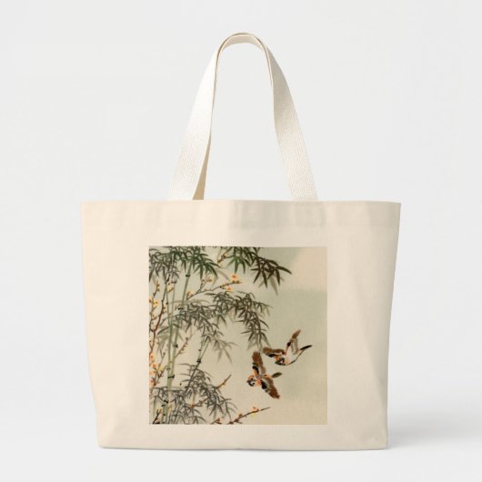 Vogels Bamboe Aziatisch Japans Grote Tote Bag (Voorkant)