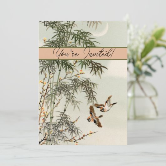 Vogels Bamboe Aziatisch Japans Kaart (Staand voorkant)