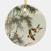 Vogels Bamboe Aziatisch Japans  Keramisch Ornament (Voorkant)