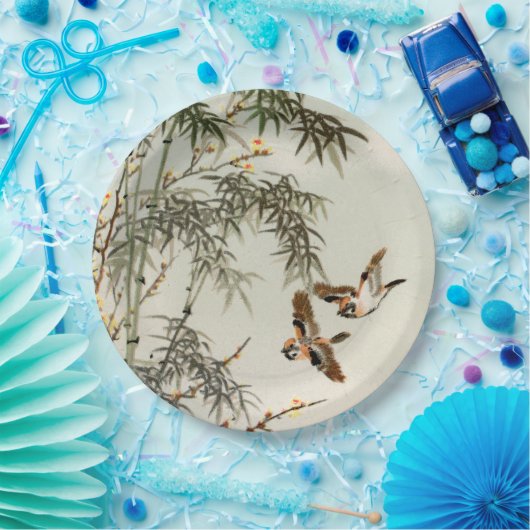 Vogels Bamboe Aziatisch Japans Papieren Bordje (Feest)