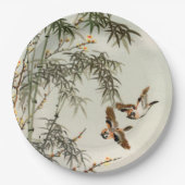 Vogels Bamboe Aziatisch Japans  Papieren Bordje (Voorkant)