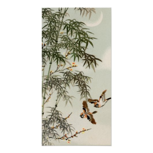 Vogels Bamboe Aziatisch Japans  Perfect Poster (Voorkant)