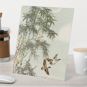 Vogels Bamboe Aziatisch Japans  Reclamebord Met Voetstuk