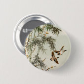 Vogels Bamboe Aziatisch Japans  Ronde Button 5,7 Cm (Voorkant /achterkant)
