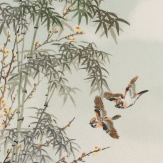 Vogels Bamboe Aziatisch Japans  Sticker (Voorkant)