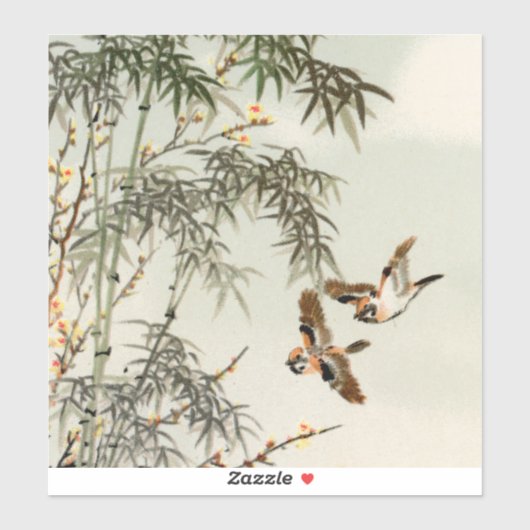 Vogels Bamboe Aziatisch Japans  Sticker (Vel)